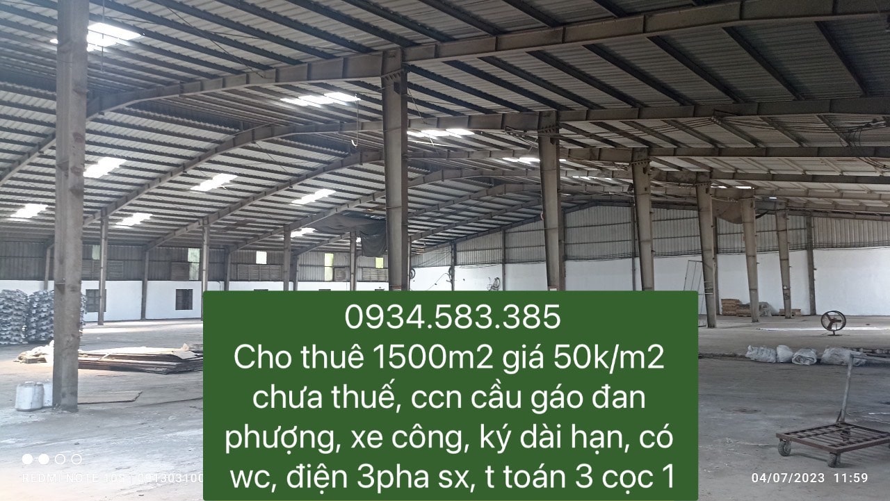 Cho thuê kho ccn Cầu Gáo, Đan Phượng