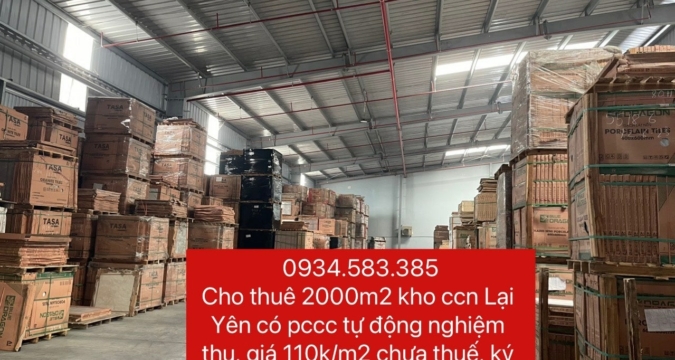 Cho thuê kho xưởng ccn Lại Yên, Hoài Đức