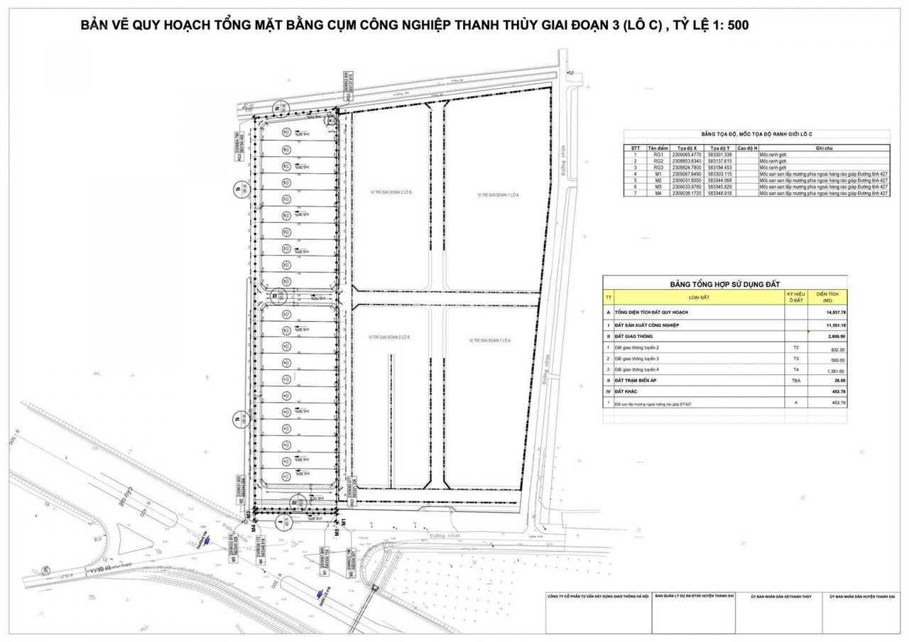 Mặt bằng ccn thanh thuỳ giai đoạn 1