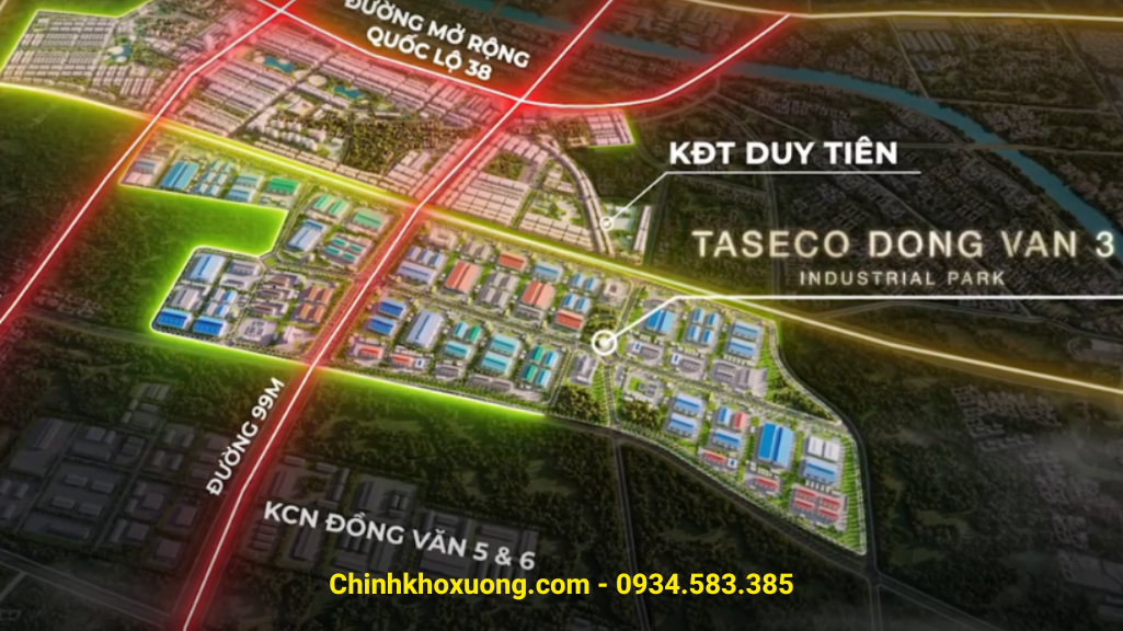 cho thuê kho xưởng khu công nghiệp taseco đồng văn 3