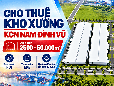 Cho thuê kho xưởng khu công nghiệp Nam Đình Vũ kho xưởng KCN Nam Đình Vũ