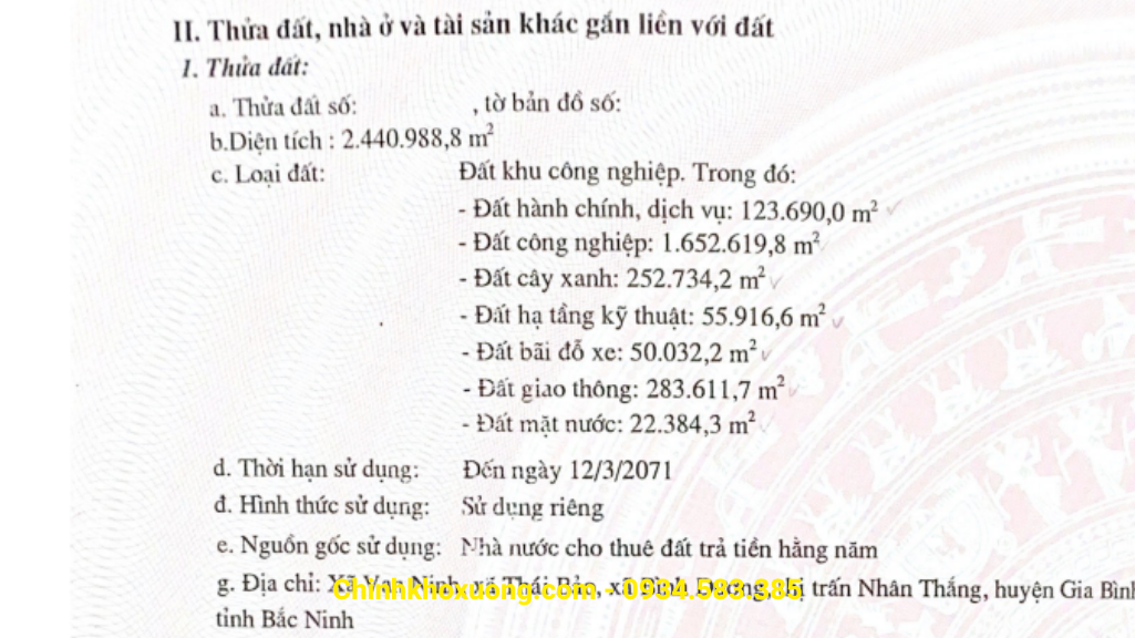 pháp lý đất khu công nghiệp gia bình 2