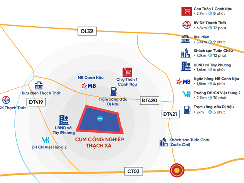 vị trí cụm công nghiệp thạch xá