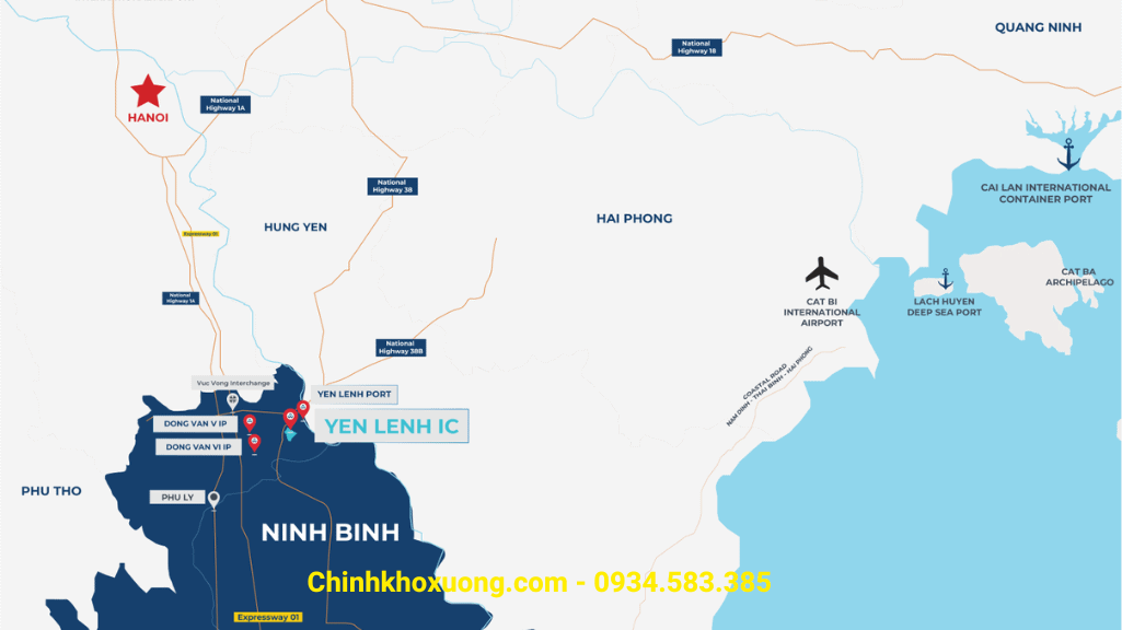 Vị trí cụm công nghiệp Yên Lệnh, Duy Tiên, Ninh Bình
