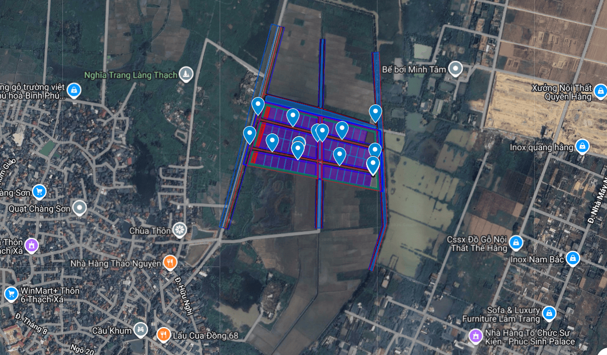 vị trí dự án CCN Thạch Xá trên googlemap